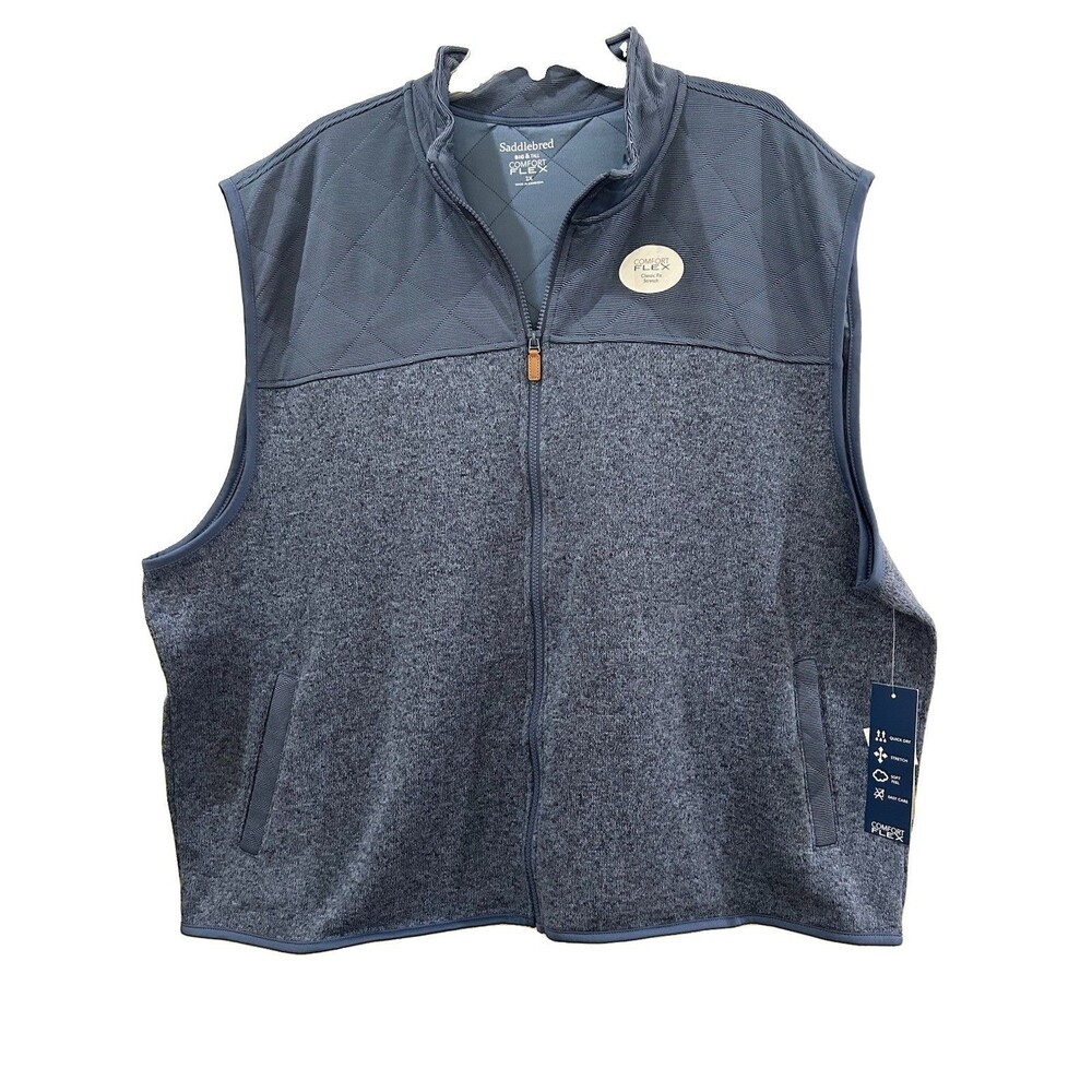 Saddlebred Comfort Flex Blue Heather Mens Sz 2XL  B&T Vest Full Zipper NWT